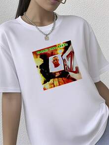 180g pure Cotton AZ Doe or Die Rap Hip Hop T-Shirt All Sizes NEW Unisex Stylish Comfortable graphic Top For Everyday Wear women Versatile Slightly Soft streetwear designer clothes female Summer Breathable Casual Print Round Neck Short Sleeve Women Top Graphic Tees - Blanco - Ver 2