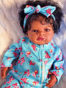 20-Inch Realistic Black Reborn Doll, 50cm Soft Unisex African American Cloth Body Doll, Lifelike Cute Newborn BeBe Handmade Art Doll Toy, Gift For Children 3+ Years Old - 彩色 - 查看 3