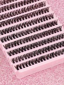 200 Pieces Of Large Capacity Ultra Thick DIY Clustered False Eyelashes 8-12mm Mixed Charm False Eyelash Extension False Eyelash Makeup Tool Russian Style Thick Version - Black - View 7