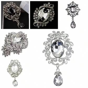 Vintage Rhinestone Crystal Diamante Wedding Waterdrop Brooch Christmas Gift