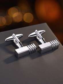 1 Pair Copper Geometric Square Cufflinks For Men - Silver - View 1