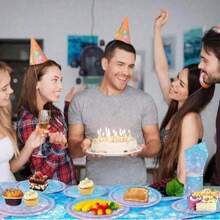 10pcs/20pcs/50pcs/Set, Winter Frozen Snowflake Birthday Party Supplies, Snowflake Tableware Including Christmas Snowflake Plates, Napkins And Cups, Tableware Winter Wonderland Tableware, Suitable For Winter Christmas Party Decorations,Disposable Blue White Freezing Winter Tableware, Christmas Snow Themed Paper Plates Napkins Cups For Wedding, Bridal Shower - Multicolor - View 7