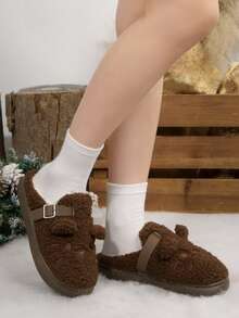 Damen süße Schuh-Deko Lässig Slip-On Flache Hausschuhe, Herbst/Winter