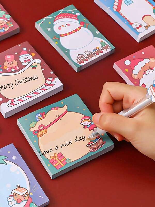 Christmas Sticky Notes Student Stationery Christmas Gift Sticky Notes Cute Santa Claus Sticky Notes, 50 Each, For School Office Supplies Or As Gifts