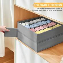 Organizador de ropa interior, calcetines, pantalones, sujetador, caja de almacenamiento, armarios, cajones, armario, ropa, bufanda, cajas organizadoras de almacenamiento para dormitorio - Gris claro 6 cuadrículas - Ver 7