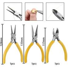 QIAO 3pcs/Set 3 Styles Jewelry Pliers Tools Kit Needle Round Nose Pliers Diagonal Plier For DIY Jewelry Making Repair Tool Supplies