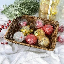 12 pièces Boules de Noël incassables transparentes, décoration de boules en plastique à suspendre avec décorations rembourrées exquises