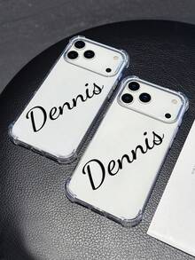 1pc Customized Signature Simple Transparent Shockproof Phone Case Compatible With IPhone, Compatible With Moto G85, Compatible With Infinix Hot 50 Pro+, Etc., Great For Gifts,International Version, Not The Domestic Version - Clear - View 5