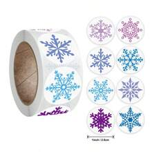500pcs Colorful Snowflake Christmas Stickers - Holiday Decorative Stickers, Suitable For Halloween, Christmas, Gift Envelopes Sealing And Decoration - Multicolor - View 5