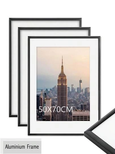 Framvio 3pcs 30x40 40x60cm 50x70cm Poster Frames Black Picture Frame Aluminum For Photo 40x50 A4 Thin Metal Frames With Plexiglass Mat Wall Mount Table Home Wall Decor Christmas Valentine's Day Gift