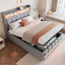 Bed Frames - LIGHT GREY + Upholstery + 140cm*200cm - View 4