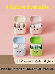 Cute Cartoon Character Waterproof Dustproof Travel Organizer Box ,Mini Cosmetic & Makeup Storage For Lipstick, Portable Storage Box ,Waterproof And Moisture-Proof Students' Tools Snack Storage Box,Cartoon Box, Earphones, Chargers, Desk Accessories - Durable Plastic, Freestanding Design, Car & Home Use, Cosmetic Storage Organizer, Playful Design, Easygrip Handles - Multicolor - View 7