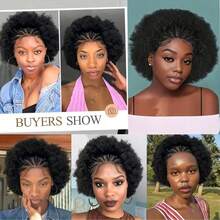 Afro Curly 13x4 Lace Front Wigs 100% Human Hair Braided Lace Wigs Hand-Braided Box Braids With Short Curly Style Daily Wear, REAL Kinky Curly Human Hair Pixie Cut Bob Wigs For Women, 14A Brazilian Virgin Hair Wigs Natural Looking, All Seasons Must-Have, Daily Wear, Party Wigs, Dating, Cosplay, Wedding, Hallowmas, Special Occasion Wigs, Easy To Wear Wigs, 100% Virgin Human Hair Afro Wigs, Natural, Full Lace Curly Wig For Women With Adjustable Strap, Perfect For Natural Curls, Weddings, Parties, Photoshoots, And Office Wear, Natural Afro Curly Wig, Brazilian Hair Wig With Pre-Plucked Hairline, Soft Curls, Adjustable Straps, Ideal For Weddings, Casual Wear, And Everyday Styling, Afro Human Hair Wig With Natural Curly Texture, Full Lace, Adjustable Straps, Soft And Thick Curls – Ideal For Weddings, Photoshoots, Or Casual Daily Wear - 13x4 Lace Front Afro Wigs - View 12