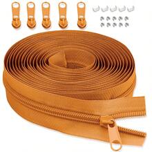 19 rolos / 6 rolos de cores #5/#3 zíper de bobina de nylon por jarda, 4 jardas de comprimento em bobina de nylon contínua com controles deslizantes de zíper, puxador de zíper e travas de zíper para costura de estofados - Série Brown - Ver 7