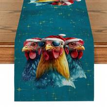 1/4pcs/10pcs Christmas Rooster & Snowflake Decor Table Runner & Placemats Set, Holiday Table Decor Fabric Runners, Home Decor, Gifts, Table Runners & Placemats Set Suitable For Indoor & Outdoor Celebrations, Seasonal Party Supplies, Kitchen Dining Table Decor, Party Table Decor, Home Room Decor Table Runners, Restaurant Decor Tablecloth