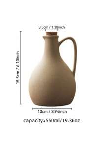 1pc 550ml/18.6oz Vintage Thick Ceramic Oil Bottle, Suitable For Cooking Oil, Soy Sauce, Vinegar, Home, Restaurant, Sushi Shop Use