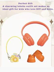 3pcs Plastic Doll Making Kit With Headphones Backpack And Shoes For Labubu, Cute Multicolor Miniature Fashion Set, DIY Craft Project For Students Teachers Bridesmaids And Friends, Perfect For Birthday Christmas Halloween Wedding Celebrations,