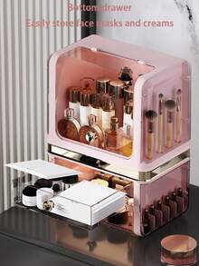 Premium Clear Makeup Storage Box - Dust-Proof Cosmetic Storage Cabinet, Suitable For Skincare, Lipstick Etc. - Large Capacity, Independent Design - Ideal For Beauty Salon, Bedroom, Vanity, Cosmetic Store, Cosmetic Cabinet | Modern Aesthetics | Durable PET, Cosmetic Storage Cabinet