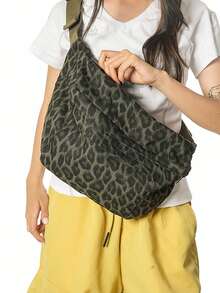 Damen Leopard Muster Brusttasche, modische Umhängetasche für Herbst/Winter, sportliche multifunktionale Hüfttasche