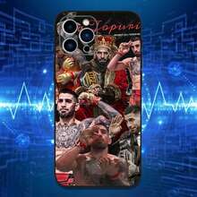 Custodia per telefono I-Ilia Fighting T-Topuria compatibile con 16, 15, 14, 13, 12, 11 Plus, Pro Max, XS, X, XR, SE, Mini, 8, 7, in morbido silicone nero, compatibile anche con custodie per iPhone 17, 17 Pro e 17 Pro Max