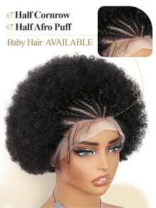 Afro Curly 13x4 Lace Front Wigs 100% Human Hair Braided Lace Wigs Hand-Braided Box Braids With Short Curly Style Daily Wear, REAL Kinky Curly Human Hair Pixie Cut Bob Wigs For Women, 14A Brazilian Virgin Hair Wigs Natural Looking, All Seasons Must-Have, Daily Wear, Party Wigs, Dating, Cosplay, Wedding, Hallowmas, Special Occasion Wigs, Easy To Wear Wigs, 100% Virgin Human Hair Afro Wigs, Natural, Full Lace Curly Wig For Women With Adjustable Strap, Perfect For Natural Curls, Weddings, Parties, Photoshoots, And Office Wear, Natural Afro Curly Wig, Brazilian Hair Wig With Pre-Plucked Hairline, Soft Curls, Adjustable Straps, Ideal For Weddings, Casual Wear, And Everyday Styling, Afro Human Hair Wig With Natural Curly Texture, Full Lace, Adjustable Straps, Soft And Thick Curls – Ideal For Weddings, Photoshoots, Or Casual Daily Wear - 13x4 Lace Front Afro Wigs - View 5