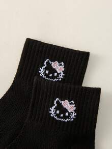 5 pares de calcetines de malla para niñas en verano, calcetines deportivos finos de estudiante con diseño de Hello Kitty y gatitos de dibujos animados en color blanco