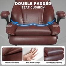 Heavy Duty Ergonomic Executive Chair With Padded Arms , Big And Tall Computer Chair With Adjustable Headrest, 360°Swivel Free,Easy To Assemble - 棕色 - 查看 3