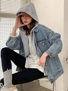 Women Denim Jackets & Coats - 淺藍色 - 查看 4