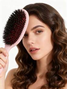 1pc Nylon And Boar Bristle Hair Brush Set, Curved Air Cushion Anti-Tangle Combination Set, Suitable For Scalp Massage And Smoothing Frizz, Anti-Static Hair Care Brush, Suitable For All Hair Types, Portable Daily Styling Hair Tool Accessory - Multicolor - View 5