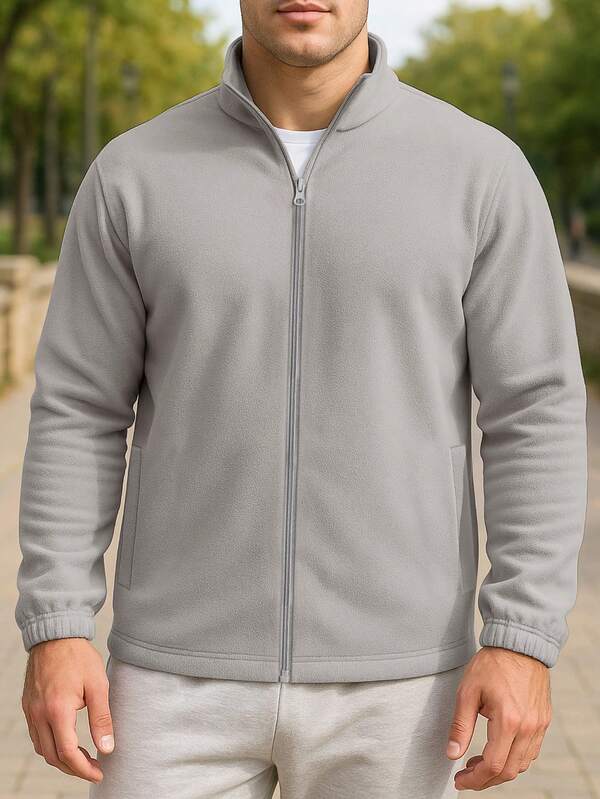 Jaqueta masculina de lã com zíper e gola alta - Agasalho versátil para esqui, caminhadas, acampamentos e deslocamentos diários em clima frio, inverno