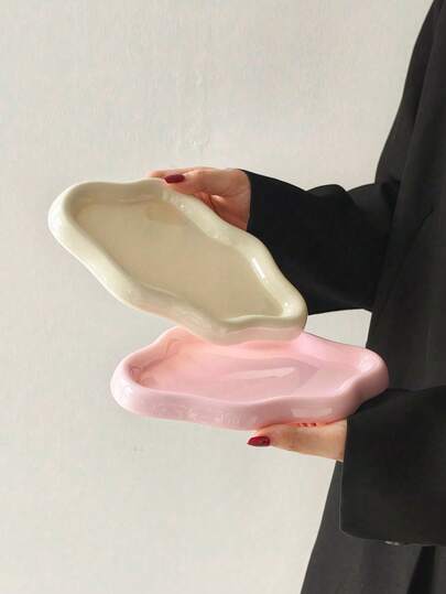 1 件不对称云朵陶瓷托盘 Drative 储物盘珠宝收纳盒家居饰品收纳盒梳妆台配件戒指耳环手镯架简约现代波西米亚美学别致可爱云形装饰入口梳妆台浴室台面礼物伴娘乔迁生日圣诞袜节日万圣节感恩节网络星期一圣诞节派对礼品餐桌造型照片道具