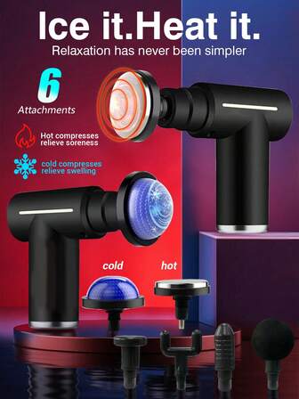 深层组织按摩枪，冷热结合，背部颈部和身体按摩器，放松身心，6 个全身按摩附件，冷热按压疗法，手持式肌肉敲击按摩器，运动员和康复者的理想选择，男女母亲的生日礼物，专业敲击枪，快速缓解疼痛，超长电池寿命和 LCD 智能显示屏