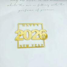 1个/3个/6个新年生日蛋糕装饰插牌，金色亚克力蛋糕装饰签，适用于新年派对、家庭聚会礼物、甜点装饰 - 彩色 - 查看 8