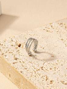 1pc Minimalist Metal Line Lip Ring, Suitable For Daily Wear - Silver - View 4