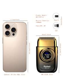 Kemei KM-T228 Men's Electric Shaver, Dual Floating Heads, Rechargeable Rotary Shaver With LCD Display, Upgraded Reciprocating Shaver, 3 Speed Settings, Wireless Trimmer Suitable For Bald Men, USB Type-C, Men's Gift