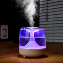Kolorowy, przezroczysty nawilżacz powietrza 650 ml, ciągły i przerywany strumień, siedmiokolorowa lampka nocna, cicha, drobna mgiełka, łatwe dolewanie wody, odpowiedni do salonu, sypialni w pracy i biura