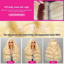 NARNI 613 Body Wave Lace Front Wig Human Hair 250% Density 13x4 HD Blonde Wig Human Hair Glueless Blonde Body Wave Lace Front Wigs Human Hair Pre Plucked 613 HD Lace Frontal Wig For Women - S613 - 查看 9