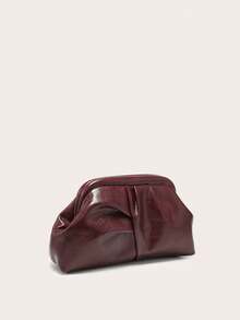 Cartera con clip de diseño de nube fruncida para mujer, versátil, de gran capacidad, de moda & minimalista, adecuada para compras y salidas - Burdeos - Ver 5