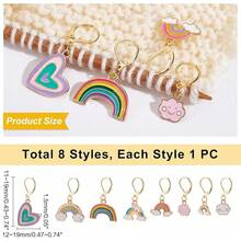 8 Pcs Rainbow Heart Stitch Markers, 8 Styles Enamel Alloy Crochet Stitch Marker Charms Removable Dangle Locking Stitch Marker For Knitting Weaving Sewing Accessories Quilting Handmade Jewelry{"Color_name":"RainbowHeart"} - 彩虹之心 - 查看 8