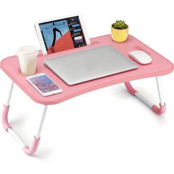 Portable Laptop Desk - Foldable Table Computer Desk - With Cup Holder And Drawer - Suitable For Use On Beds Sofas Or Floors