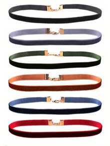 12pcs Punk Velvet Coker Necklace Set Gothic Velvet Strap Choker Clavicle Chain Necklace For Women Girls