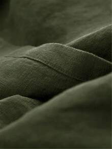 女式 V 领前开式休闲优雅 3/4 袖宽松中长连衣裙，秋季/春季 - 軍綠色 - 查看 7