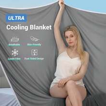 Manta refrescante Luxear-Chill® 3.0 Q-0.5+, Manta Fría Doble Cara Nylon% Sudores Nocturnos, Cobija Enfriadora Verano, Manta de Enfriamiento Fresca Uso en Cama/Sofá/Viajes 200x220 - gris - Ver 4