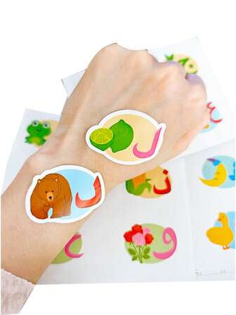 hoojojo 28 Stücke selbstklebende arabische Buchstaben Aufkleber mit Tieren, Früchten und Pflanzen, dekorative Aufkleber, Belohnungsaufkleber, Buchstabenkennung, Lernkarten, Kawaii Schulmaterial, Schul-Grundausstattung, Klassenzimmer Lehrmittel, Schüler Lernmaterial, DIY Bildungsaufkleber, süße Schreibwaren, Geschenke, Weihnachtsstrumpffüller, Halloween Party Zubehör