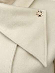 Doriss 时尚大码系带翻领纽扣肩带中长外套，女士秋季服装，新年，返校季，外出上衣，白色派对活动，新年，纽扣开襟 - 杏色 - 查看 8