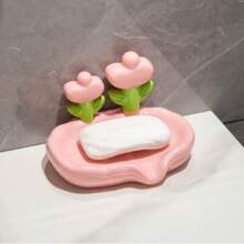 1pc Floral Self-Draining Soap Dish - Durable, Hygienic Bathroom Accessory For Home Decor - Multicolor - View 6