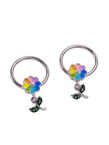 2pcs Skin-Friendly Hypoallergenic Titanium Steel Fox Head, Sunflower, Butterfly, Zirconia Flower Nipple Rings, 14G Circular Nipple Rings, Unisex Sexy Fashion Piercing Jewelry