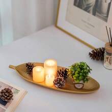Leaf Wooden Decorative Tray: Leaf Shaped Wood Key Tray Decor Plate Bowl Candle