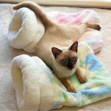 1pc Winter Warm Semi-Enclosed Pet Bed, Tunnel Design For Cats & Dogs, Thick Sleeping Mat, Japanese Minimalist Style, Suitable For Various Pets