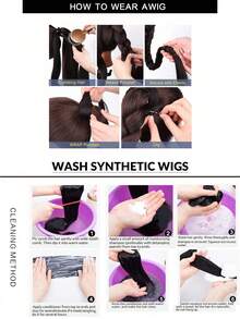 26-Inch Synthetic Wig Purple Ponytail Extension With Elastic Tie Straight Sleek Wrap Around Braid Ponytail Heat-Resistant Wig - Multicolor - View 12